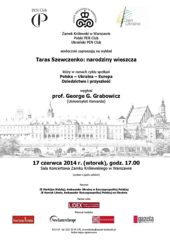 17 czerwca:  wykład “Taras Szewczenko: narodziny wieszcze”